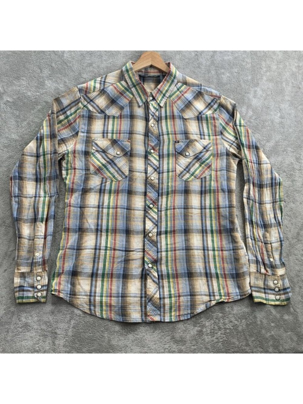 Salt Valley Western Shirt Mens Large Pearl Snap Long Sleeve Plaid Cowboy Rodeo